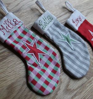 personalised mini christmas stocking by rhubarb crumble