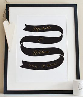 personalised names wedding print by old english company