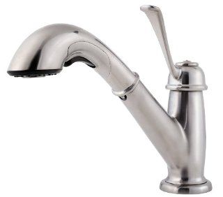 Pfister Bixby 1 Handle 1 or 3 Hole Pull Out Kitchen Faucet in Stainless Steel   Touch On Kitchen Sink Faucets  