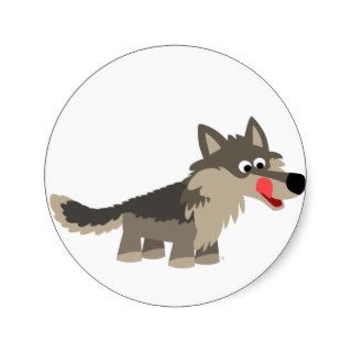 Cute Cartoon Hungry Wolf  Sticker