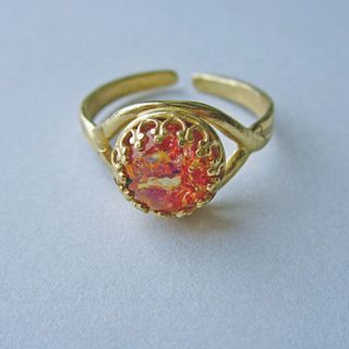 caelia vintage glass fire opal ring by eclectic eccentricity