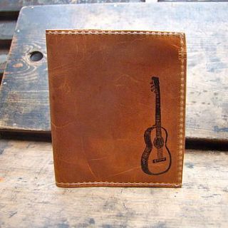 guitar print leather wallet by bobby rocks