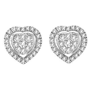 10k White Gold 1/4ct TDW Imperial Diamond Heart Earrings (H I, I2) Diamond Earrings