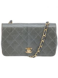 Chanel Vintage Quilted Lizard Skin Chain Bag