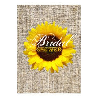 vintage country burlap  yellow sunflower wedding custom invite