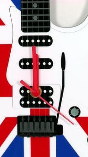personalised union jack electric guitar clock by laser made designs