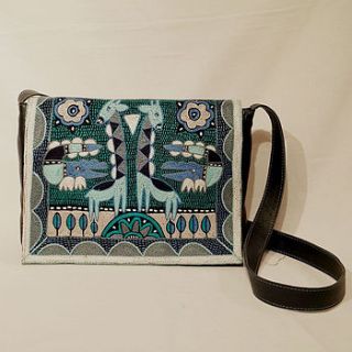 shangaan hand embroidered blue messanger bag by exclusive roots