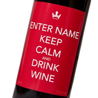 personalised red wine 'keep calm…' by park lane champagne