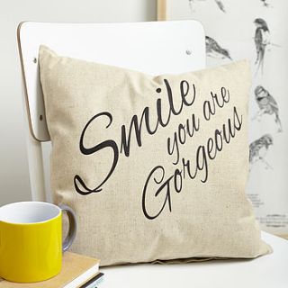 100% linen 'smile' cushion by tillyanna