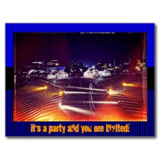 Light Leaks Party Tents Pier Night Fire Dance Postcard