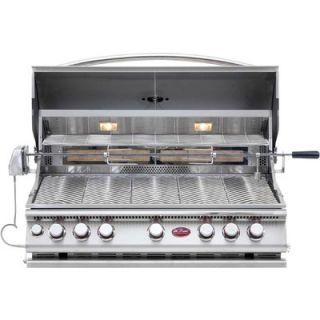 CalFlame Built In 5 Burner Convection Gas Grill with Rotisserie