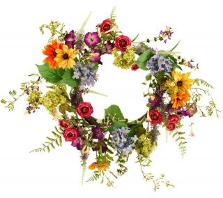 Garden in Bloom 24 inch Mixed Floral Wreath by Valerie —