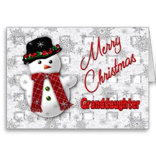Snowman Christmas Greeting   Granddaughter Greeting Card