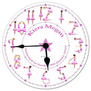 ballerina personalised clock by alphabet gifts