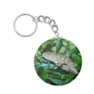 Chameleon changing in green environment keychains