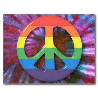 Psychedelic RainBow Peace Symbol Postcard