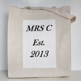 printed and appliqued mrs bag by charlie milly design