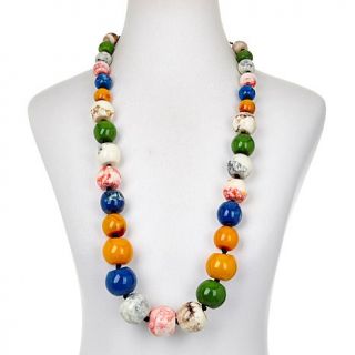 Rara Avis by Iris Apfel Multicolor Marbleized Bead 38" Necklace