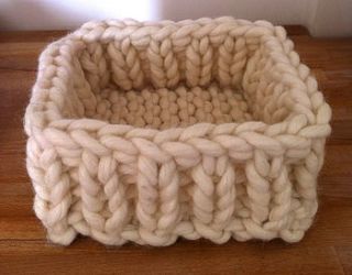 square giant wool knitted basket by knitting revolution