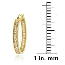 Icz Stonez 18k Gold over Sterling Silver Micro Pave Cubic Zirconia Hoop Earrings ICZ Stonez Cubic Zirconia Earrings