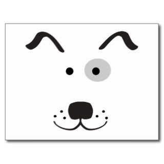 Cartoon Dog Face Illustration Postcards