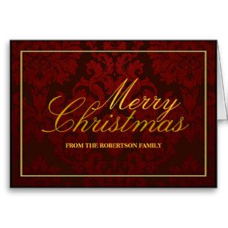 Red Damask Personalized Christmas Card