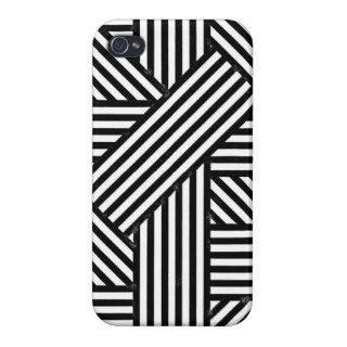 Trendy Cool Black White Abstract Geometric Stripes iPhone 4 Cases