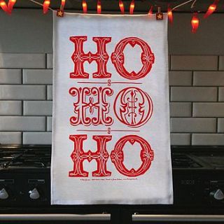 christmas ho ho ho tea towel by have a gander