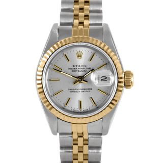 Pre Owned Rolex Women's Two Tone Datejust Watch with Gold Bezel Rolex Women's Pre Owned Rolex Watches
