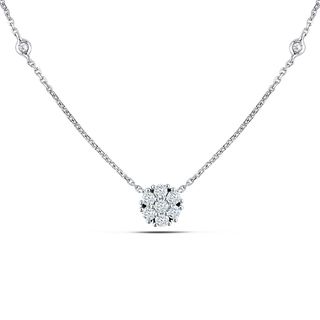 Miadora 14k White Gold 1/3ct TDW Diamond Station Necklace (G H, I1 I2) Miadora Diamond Necklaces