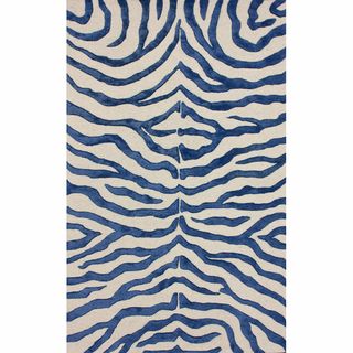 nuLOOM Handmade Zebra Blue Faux Silk / Wool Rug (5' x 8') Nuloom 5x8   6x9 Rugs