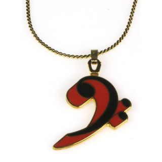 Harmony Jewelry Bass Clef Necklace in Gold and Red