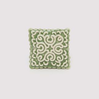 light green square ceramic stamp knob by trinca ferro