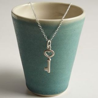 personalised silver key necklace by lily charmed