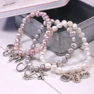 freshwater pearl charm bracelet by lisa angel