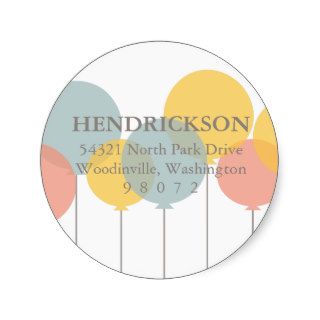 Balloons Round Address Label Round Sticker