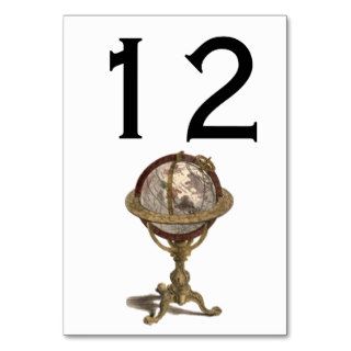 Antique Globe, White BG Table Number Table Cards