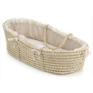 Moses Basket with Gingham Bedding