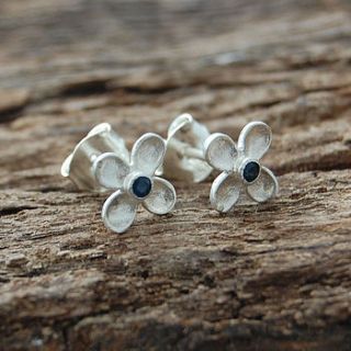 blue sapphire and silver clover stud earrings by embers semi precious and gemstone designs