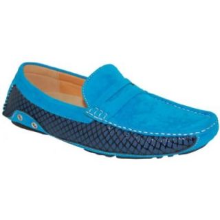 SHOE ARTISTS Ocean Blue Suede Look Moccasin, Size, 12 Shoes