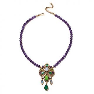 Nicky Butler 5.50ct Green Turquoise and Gem Bronze Amethyst Bead 17" Necklace