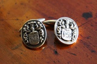 personalised coat of arms cufflinks by van buskirk jewellery