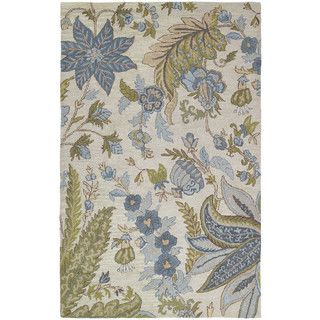 Hand tufted Lawrence Sandy Blue Floral Wool Rug (7'6 x 9') 7x9   10x14 Rugs