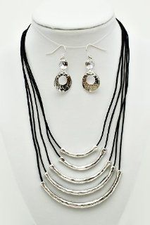 Beautiful Leather and Silver Necklace & Earring Set   Luxury Looks At an Affordable Price Jewelry