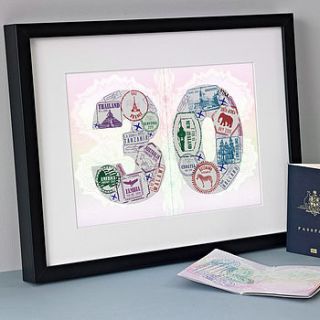 personalised passport stamp age print by hannah lloyd