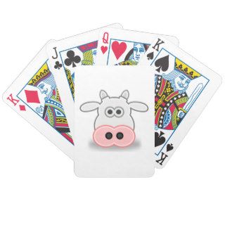 Cartoon Cow Face and Head Bicycle Poker Deck