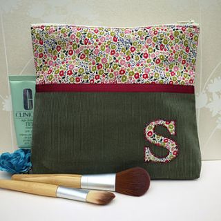 liberty print initial make up bag by claire hurd design