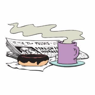 morning coffee donut and newspaper paper design acrylic cut out