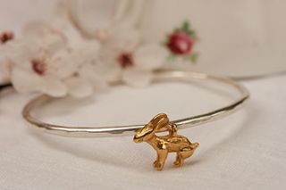 gold rabbit charm bangle by cabbage white england