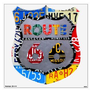 Route 66 License Plate Road Trip Interstate Symbol Room Decal